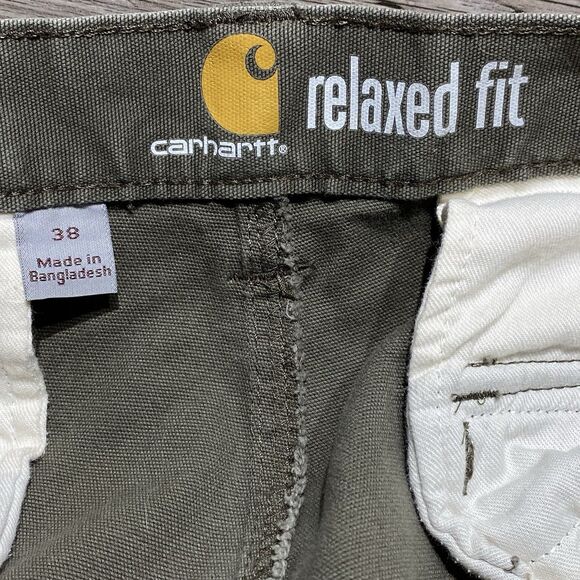 Carhartt Rugged Flex Relaxed Fit Canvas Cargo Work Short Size 38x10 Tarmac Green - Picture 6 of 8
